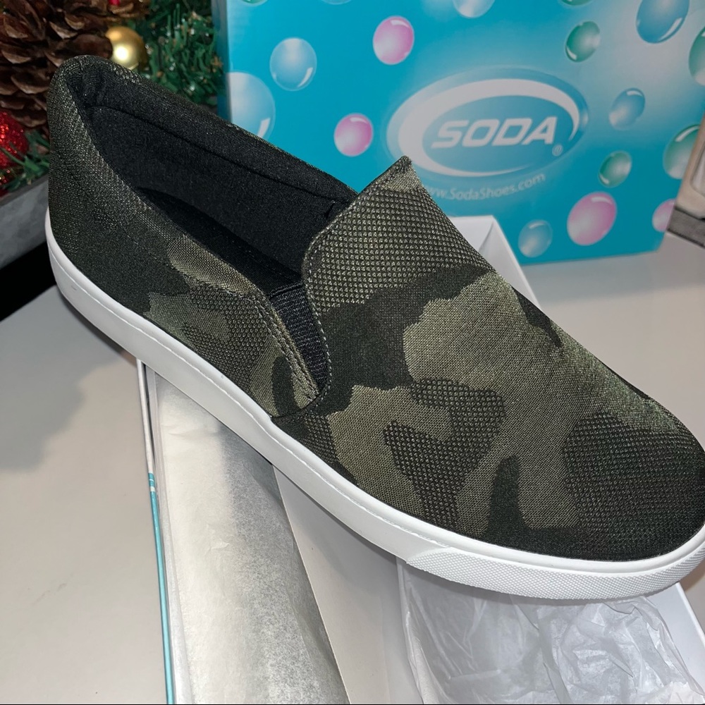 SODA Brand Camo Slip-On Sneakers